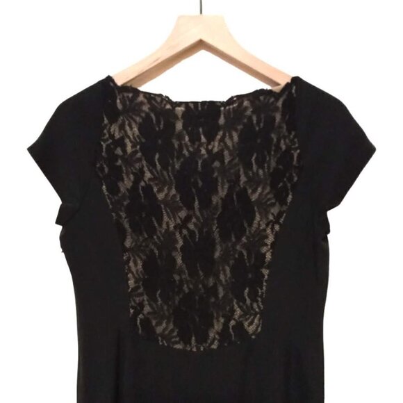 Worth Petite Black 100% Silk Cap Sleeve Knee Length Sheath Dress Sz 10 - Picture 6 of 7